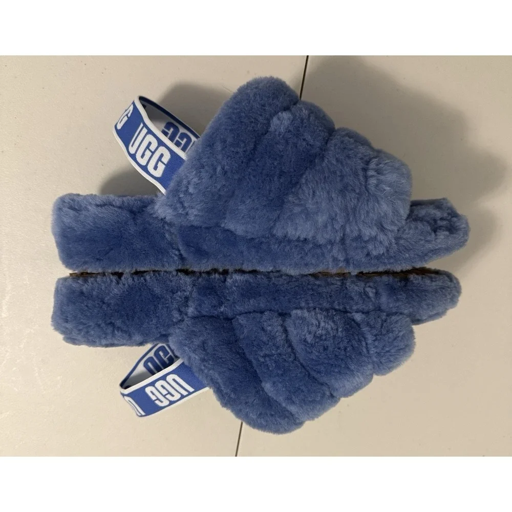 UGG Women's Fluff Yeah Women's Size 9M US Slide Wedge Sandal - Blue - Picture 2 of 8